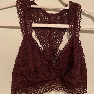 Maroon Floral Patterned Bralette